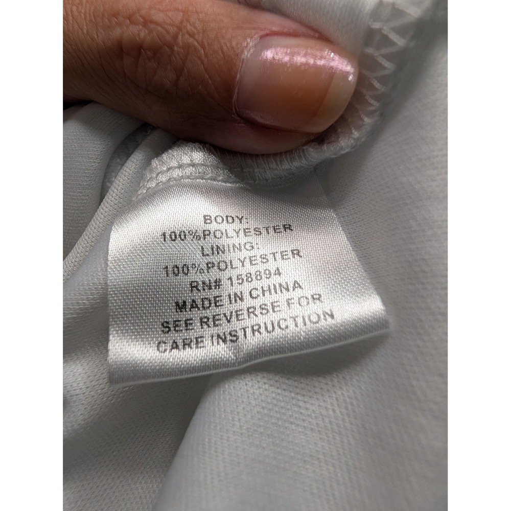 Shannon Ford New York Blouse White Ruffle Neck Puff Sleeve Textured - Large - Picture 7 of 7